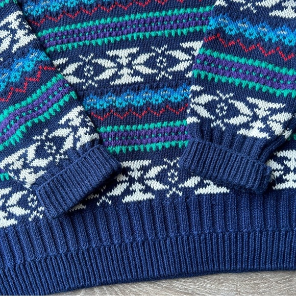 Vintage Northern Isles Blue Fair Isle Crew Neck Sweater Made in  Hong Kong - Picture 11 of 15